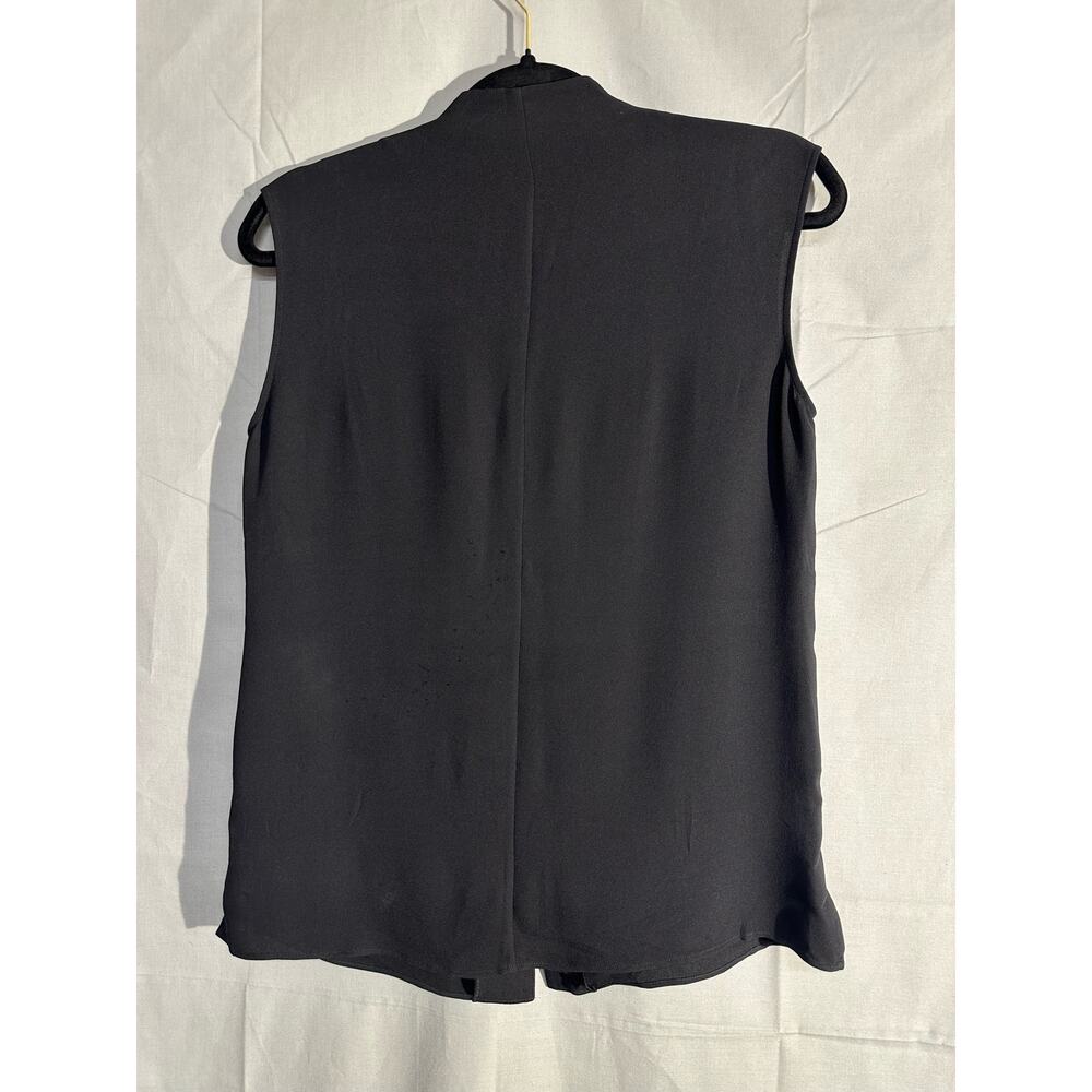 Lafayette 148 Top Womens XS Black Silk Button Capsule Minimalist Sleeveless - Picture 3 of 8